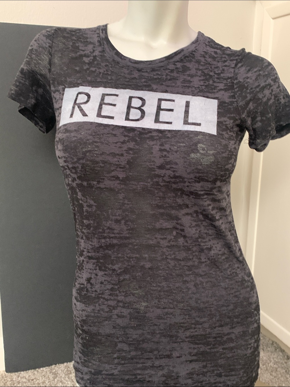 Next Level Apparel Black Burnout 'REBEL' Short Sleeve Tee